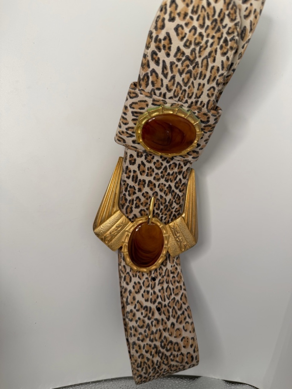 Vintage Gold-Accent Leopard Print Women's Statement Belt - Picture 5 of 16